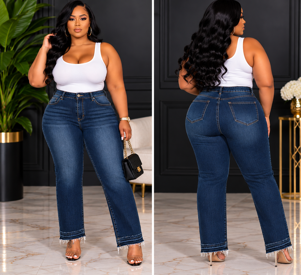 Frayed Edge Dark Wash Jeans