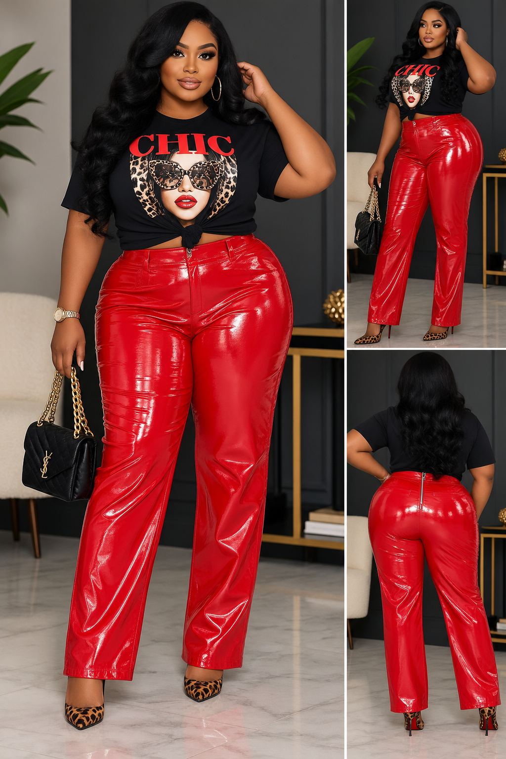 Red PU Leather Pants