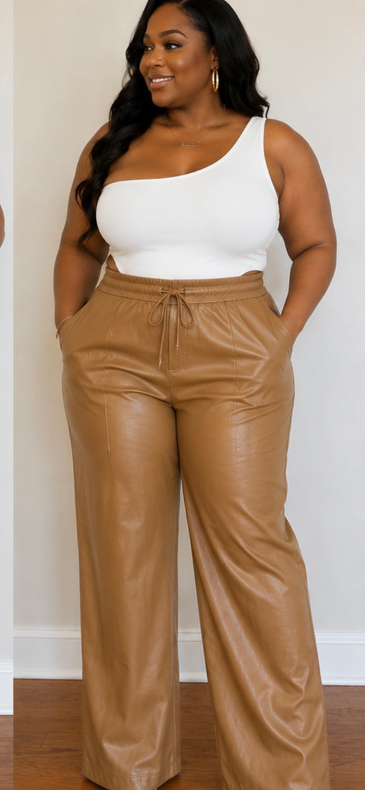 PU Leather Wide Leg Pants
