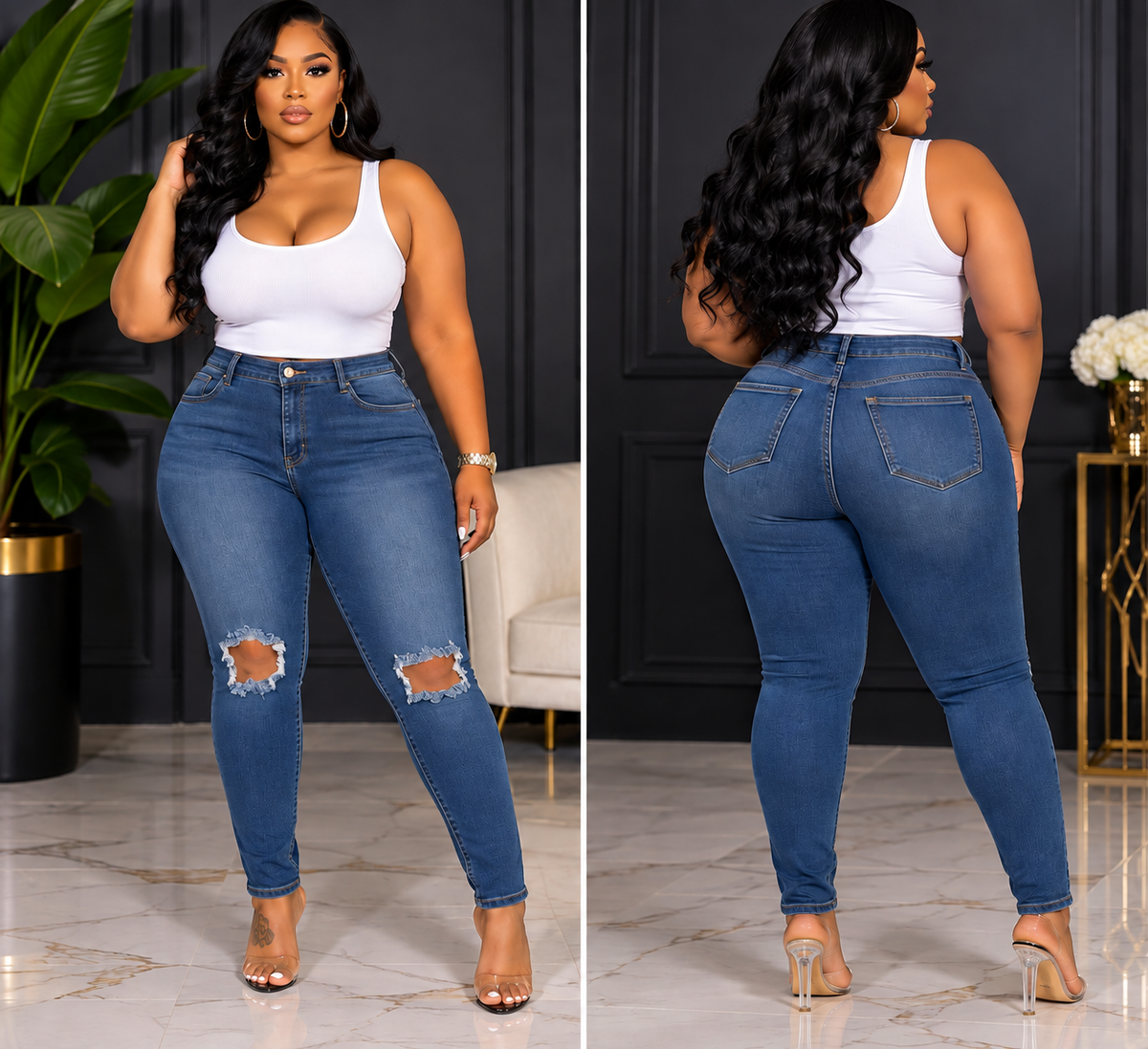 Diva Ripped Knee Jeans