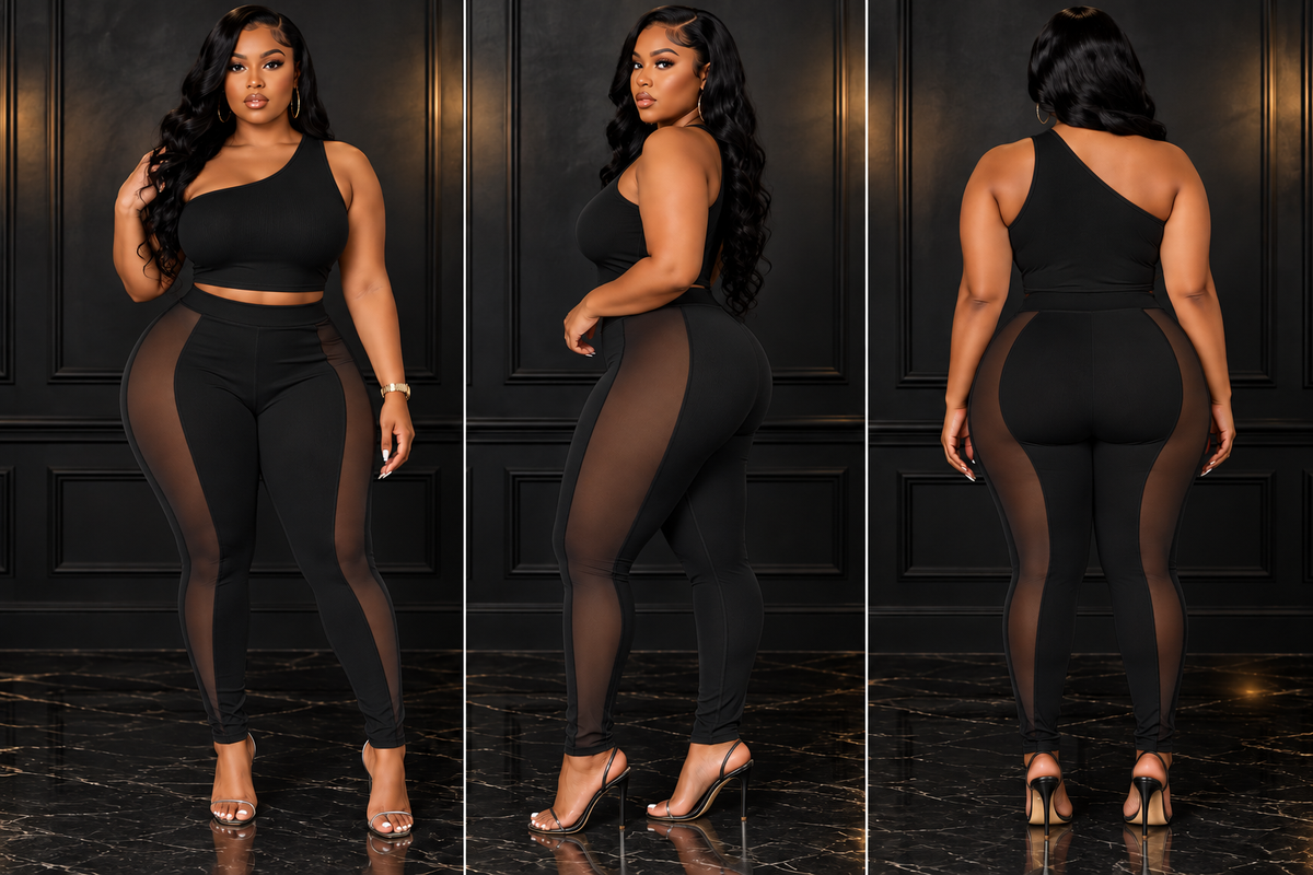 Black Sheer Side Two Piece