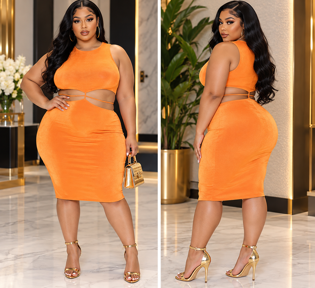 Orange Bodycon Dress